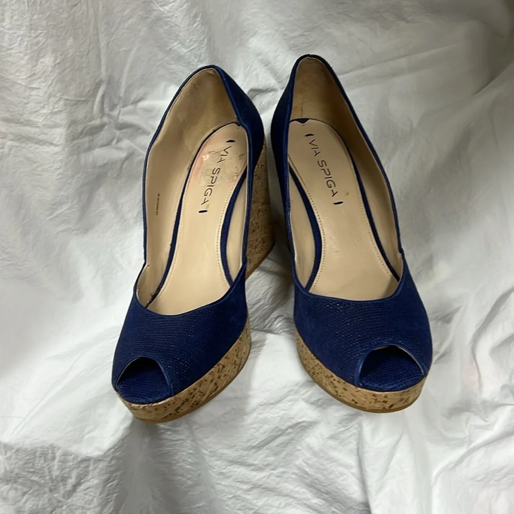 Via Spiga Peep Toe Wedges - Picture 4 of 9